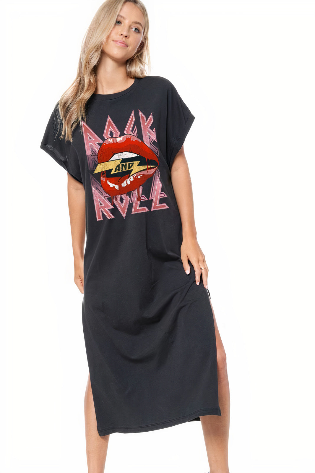 open lace back dress Rock & Roll Denim Women's and Rhinestone Short Sleeve T-Shirt Mini Dress