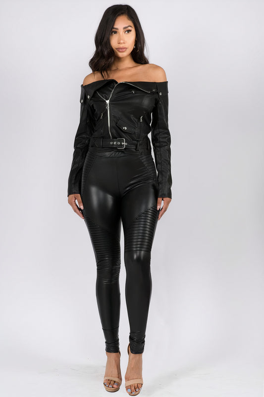 Off The Shoulder Moto Jacket