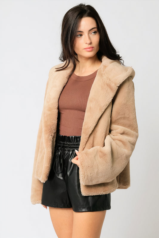 Faux Furry Hooded Jacket